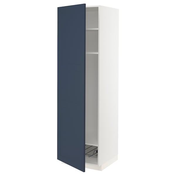 METOD kitchen unit, blue door, white cabinet, adjustable shelves.