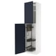 METOD kitchen unit with blue axstad doors, white frame, metal pull-out shelves.
