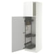 METOD High cabinet with cleaning interior, white/VOXTORP high-gloss white vertical handle, 60x60x200 cm