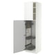 METOD High cabinet with cleaning interior, white/VOXTORP high-gloss white vertical handle, 60x60x220 cm