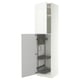 METOD High cabinet with cleaning interior, white/VOXTORP high-gloss white vertical handle, 60x60x240 cm