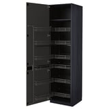 Modern black METOD kitchen cabinet with pull-out shelves.