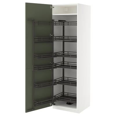 The METOD kitchen cabinet in grey-green with pull-out shelves, including door.