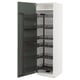 White cabinet with grey-green door, five pull-out shelves.