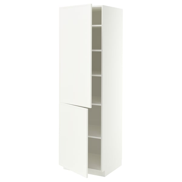 METOD High cabinet with shelves/2 doors, white/Aspudden matt white, 60x60x200 cm