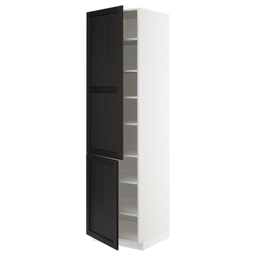 METOD kitchen unit with black stained doors & shelves, 2 adjustable doors.