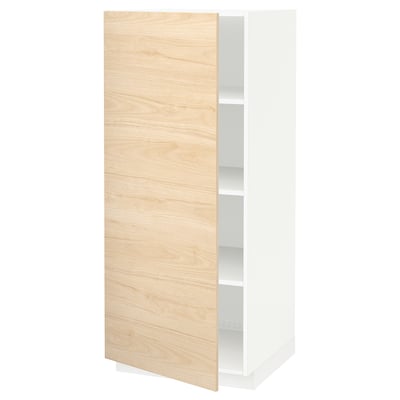 METOD kitchen cabinet, light ash wood, rectangular, white and wood design.