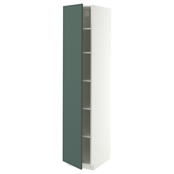 METOD High cabinet with shelves, white/Aspudden dark grey-green, 40x60x200 cm