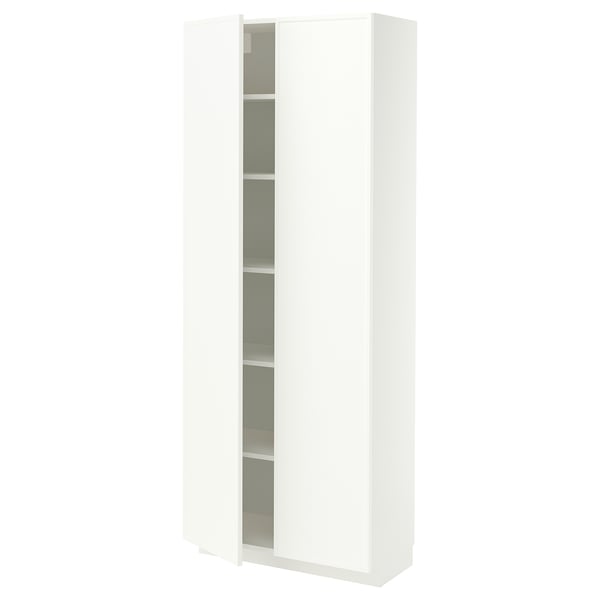 METOD High cabinet with shelves, white/Aspudden matt white, 80x37x200 cm