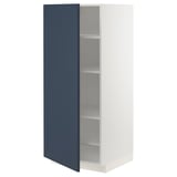 Ikea METOD cabinet, white-blue, single door open, adjustable shelves.