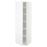 White METOD kitchen cabinet with adjustable shelves, sleek design, left/right door mount, durable fiberboard and melamine foil.