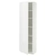 METOD High cabinet with shelves, white/VOXTORP high-gloss white vertical handle, 60x37x200 cm