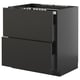 Black modern kitchen cabinet with two drawers and sleek design.