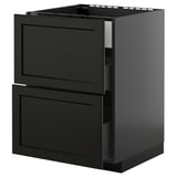METOD / KNIVSHULT Base cab f hob/int extractor w drw, black-grey/Lerhyttan black stained, 60x60 cm