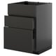 A modern black kitchen cabinet with three drawers. It sleek, smooth-running drawers and a sturdy frame construction.
