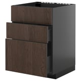 Dark brown and gray kitchen cabinet with three drawers in modern design by ikea.