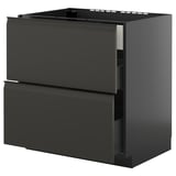 METOD / KNIVSHULT Base cab f hob/int extractor w drw, black-grey/Upplöv matt anthracite, 80x60 cm