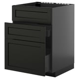 Modern black kitchen cabinet with two drawer units and a top shelf.