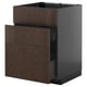 Modern dark wood cabinet, open drawer; part of ikeas METOD kitchen series.