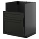 Black kitchen cabinet with drawer, modern design.