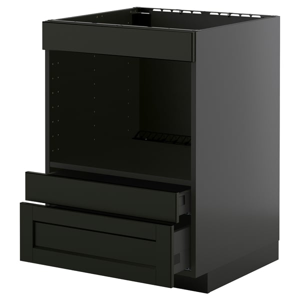 METOD / KNIVSHULT Base cabinet f built-in appliances, black-grey/Lerhyttan black stained, 60x60 cm