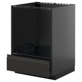 METOD kitchen cabinet in matte black with integrated handle and drawer.
