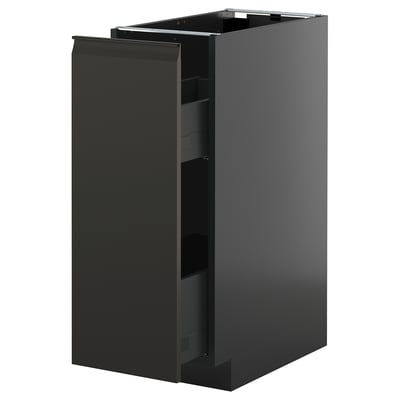 METOD black kitchen cabinet with pull-out drawer.