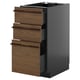 Modern kitchen unit, gray and brown, sleek design.