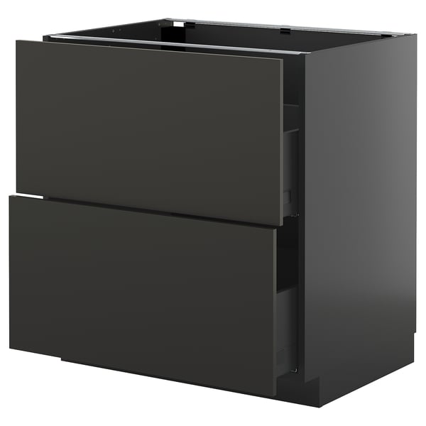 METOD dark grey kitchen cabinet, modern, sleek, with two fully extendable drawers.