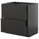 METOD dark grey kitchen cabinet, modern, sleek, with two fully extendable drawers.