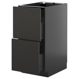 METOD black kitchen cabinet with two drawers, modern design, sleek black finish.