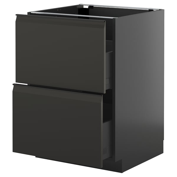 METOD kitchen with black drawers