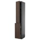 Option: A vertical kitchen cabinet with a dark brown oak veneer door and a grey frame. It has adjustable shelves and a pull-out drawer.