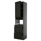 METOD / KNIVSHULT Hi cab f micro combi w door/3 drwrs, black-grey/Lerhyttan black stained, 60x60x240 cm