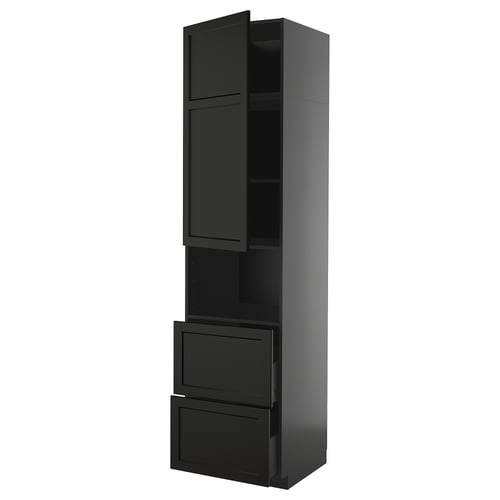 METOD black stained kitchen unit with drawers & shelves, modern design.