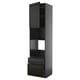 Black METOD kitchen cabinet, modern design with glossy finish, top shelf, 2 drawers.