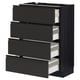 Modern black kitchen drawers with sleek, minimalist design. Part of the METOD system, they feature self-closing mechanisms and smooth runners.