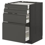 METOD kitchen unit, dark grey, modern design with six drawers, sleek handles, sturdy build.
