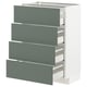 Modern kitchen unit with 4 teal drawers, white sides.
