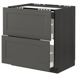 Modern dark grey kitchen cabinet with two drawers, sleek design, durable materials.