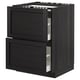 Black METOD cabinet with two open drawers.