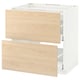 A modern kitchen cabinet named METOD with light ash-colored wood drawers. It two large, fully extendable drawers with a sleek design.