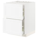 White METOD kitchen cabinet with drawers, modern design.