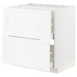 White METOD kitchen cabinet, rectangular, flat panel design, wood-like texture.