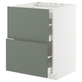 METOD kitchen cabinet in gray-green with sleek design and modern drawer handles.