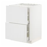 METOD white kitchen cabinet with two drawers, sleek & modern design.
