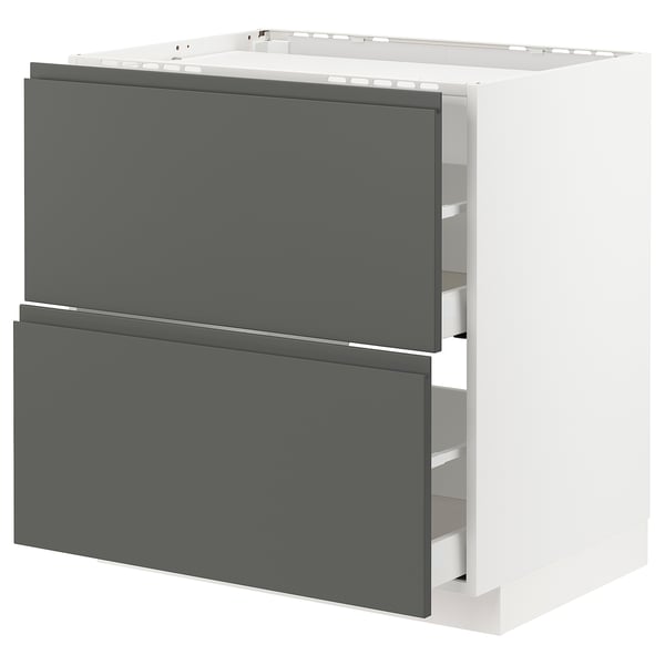 Modern kitchen unit, METOD series, matt dark grey voxtorp fronts, rectangular shape with two drawers.