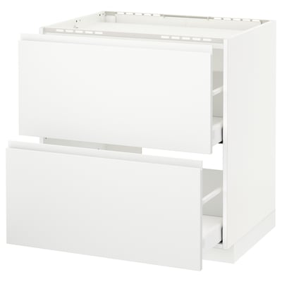 White METOD kitchen unit, two drawers, sleek modern design, powder-coated steel drawers, smooth fronts.