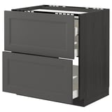 Dark gray METOD kitchen cabinet with two drawers, sleek and modern, smooth wood finish.