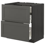 Dark grey METOD kitchen cabinet with two pull-out drawers, modern design.